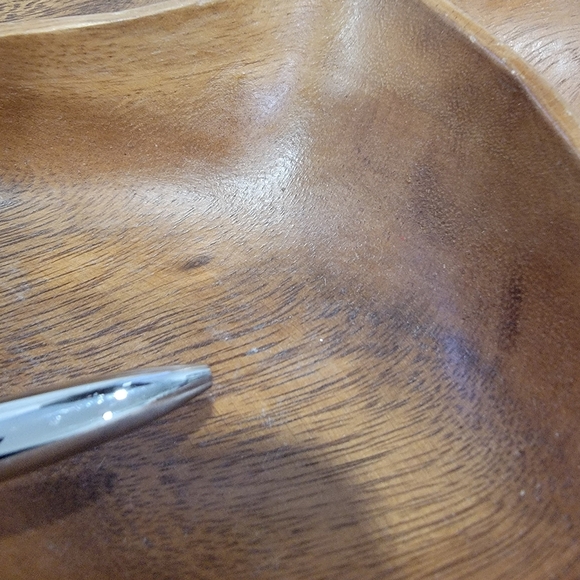 Vintage Wooden Swivel Serving Dish Divided Plate Carved Lazy Susan Mid-Century - Picture 12 of 15